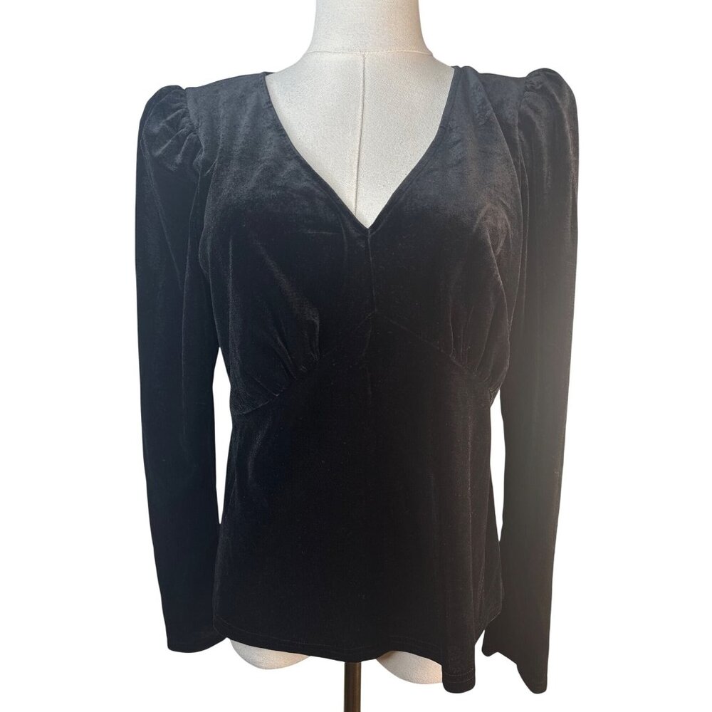 2/$30 Princess Highway Size 16 Plus Black Velvet Long Sleeve Top NWT